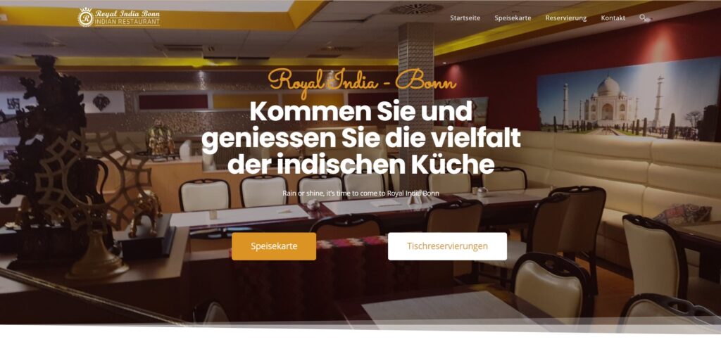 Royal India Bonn Website